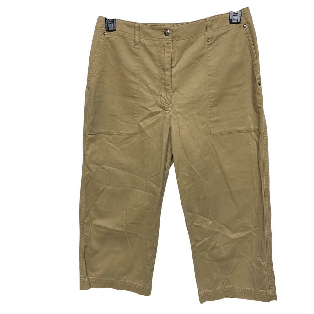 Lauren Ralph Lauren Khaki Cropped Pants With Pockets Cotton Size 8